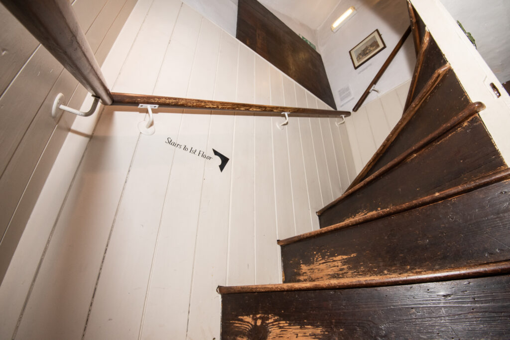 Stairs at the Museum of Cambridge leading to the first floor